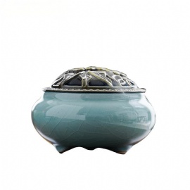 Small Blue Ge Klin Spiral Incense Burner