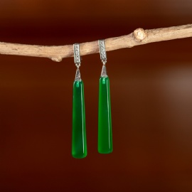 925 Sterling Silver Green Chalcedony Earrings